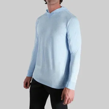 2UNDR Luxury LS Hooded Tee - HEATHERED LIGHT BLUE