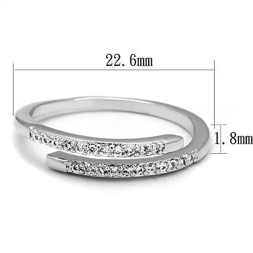 3W1222 - Brass Ring Rhodium Women AAA Grade CZ Clear