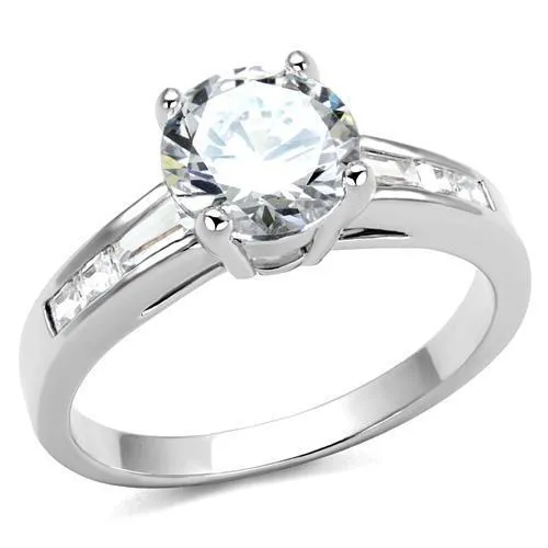 3W1341 - Brass Ring Rhodium Women AAA Grade CZ Clear