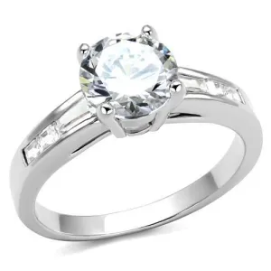 3W1341 - Brass Ring Rhodium Women AAA Grade CZ Clear