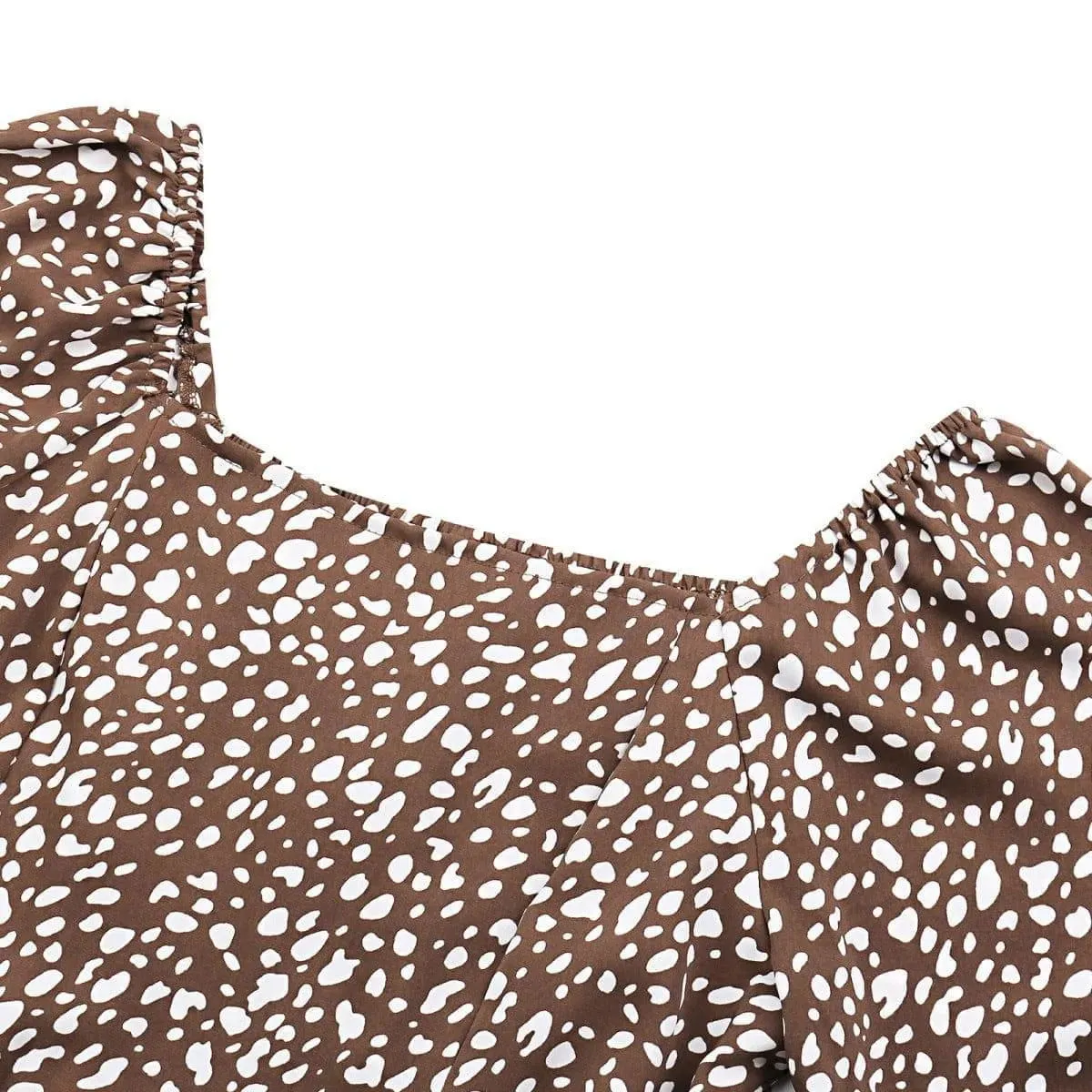 All Over Print Square Neck Cinched Waist Dress