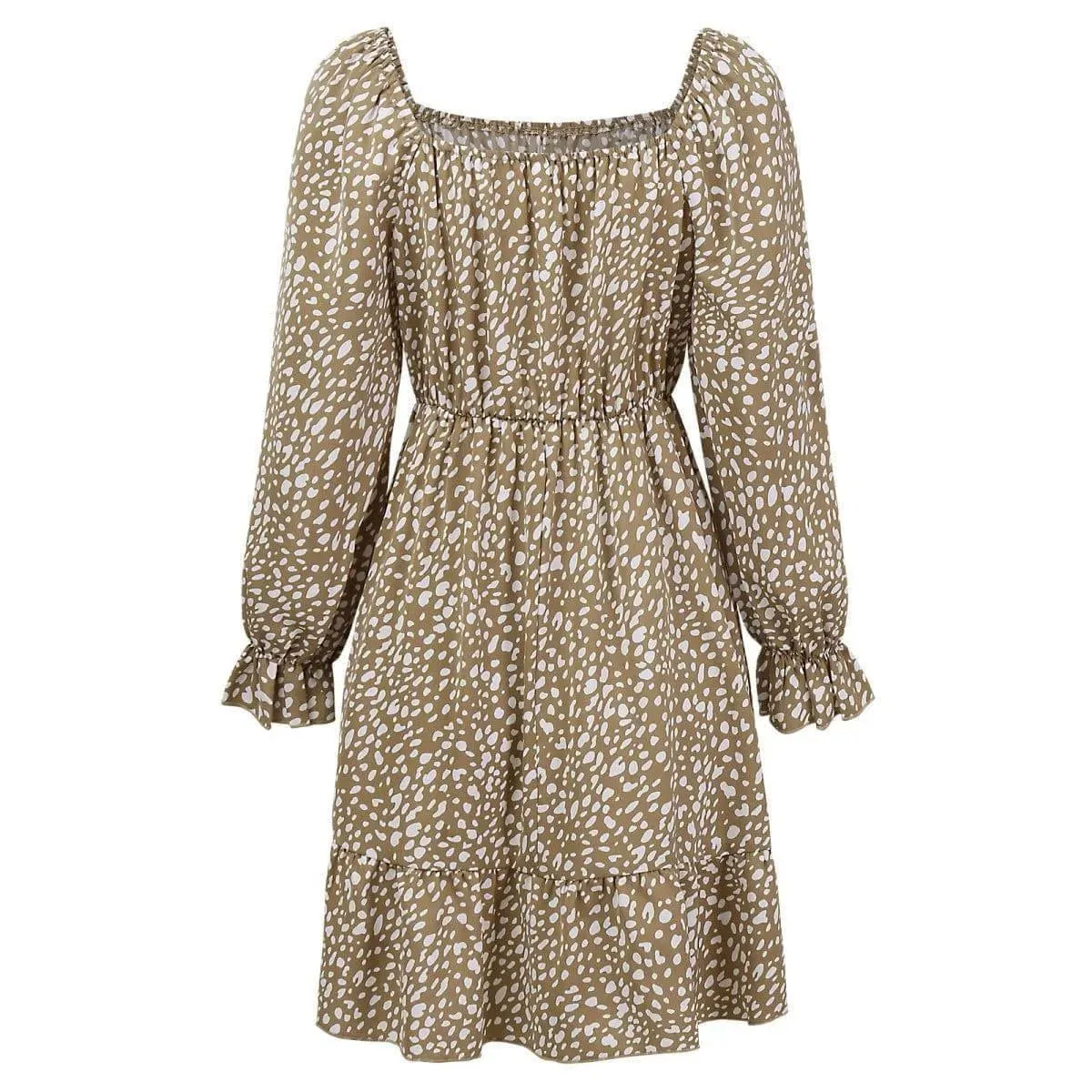 All Over Print Square Neck Cinched Waist Dress