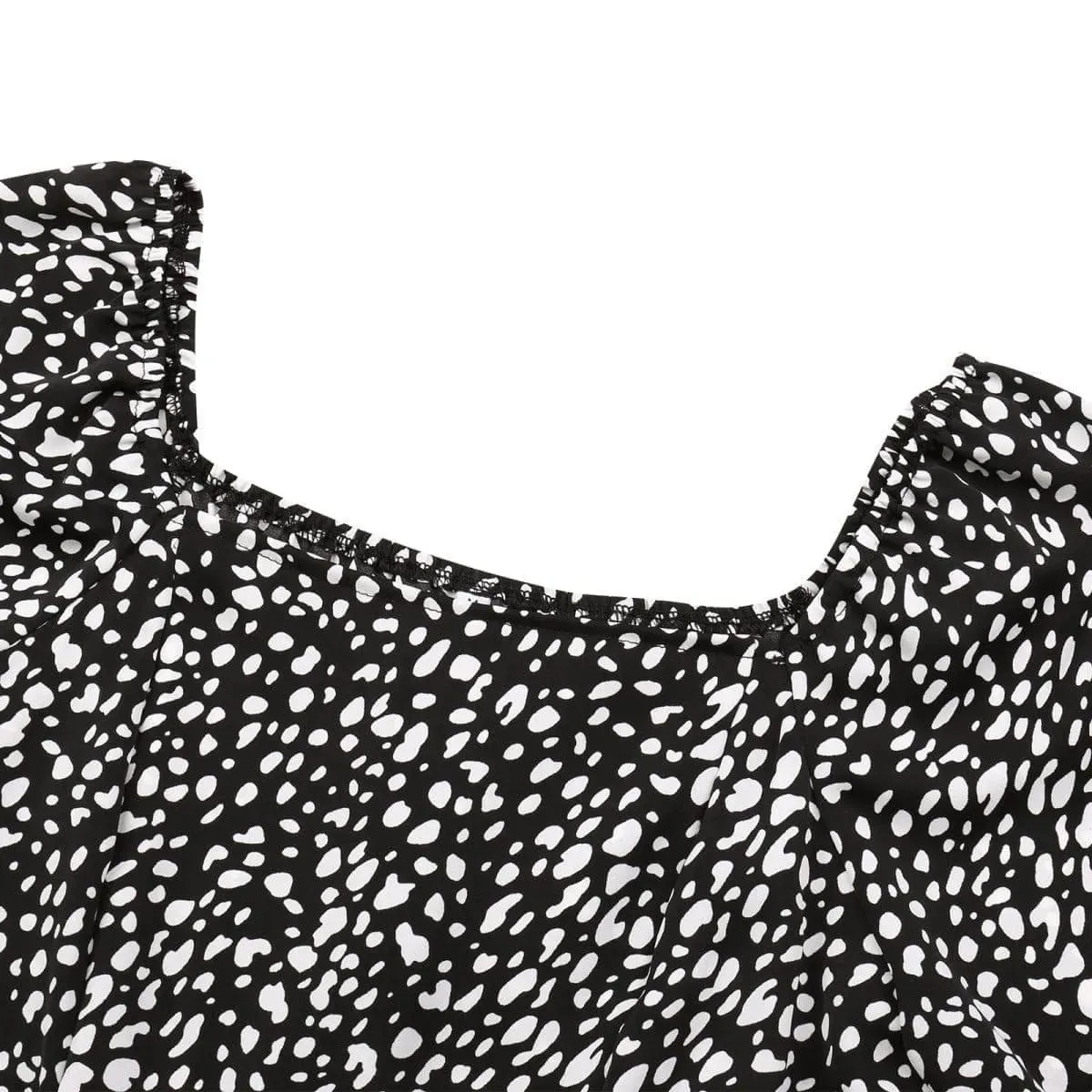 All Over Print Square Neck Cinched Waist Dress