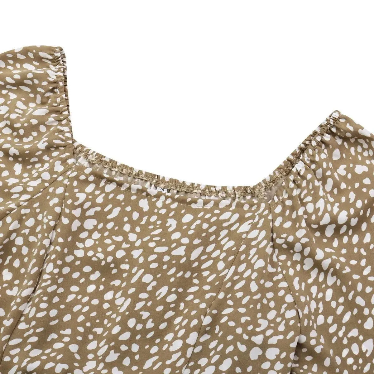 All Over Print Square Neck Cinched Waist Dress