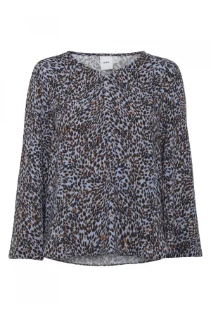 Barbara Animal Print Blouse - Country Blue