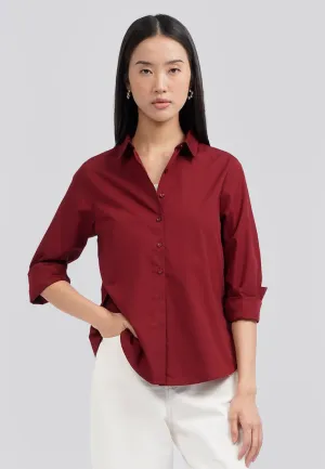 Basic Easy Care Long Sleeve Shirt Berry