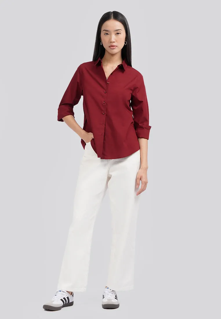Basic Easy Care Long Sleeve Shirt Berry