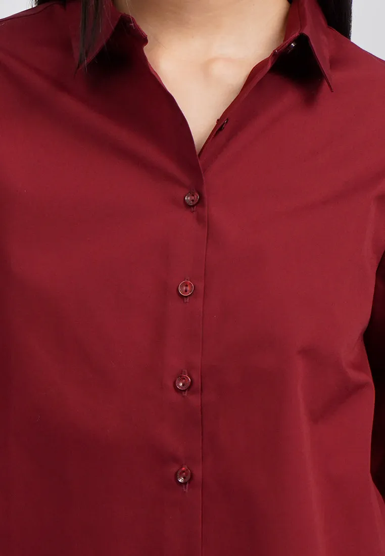 Basic Easy Care Long Sleeve Shirt Berry
