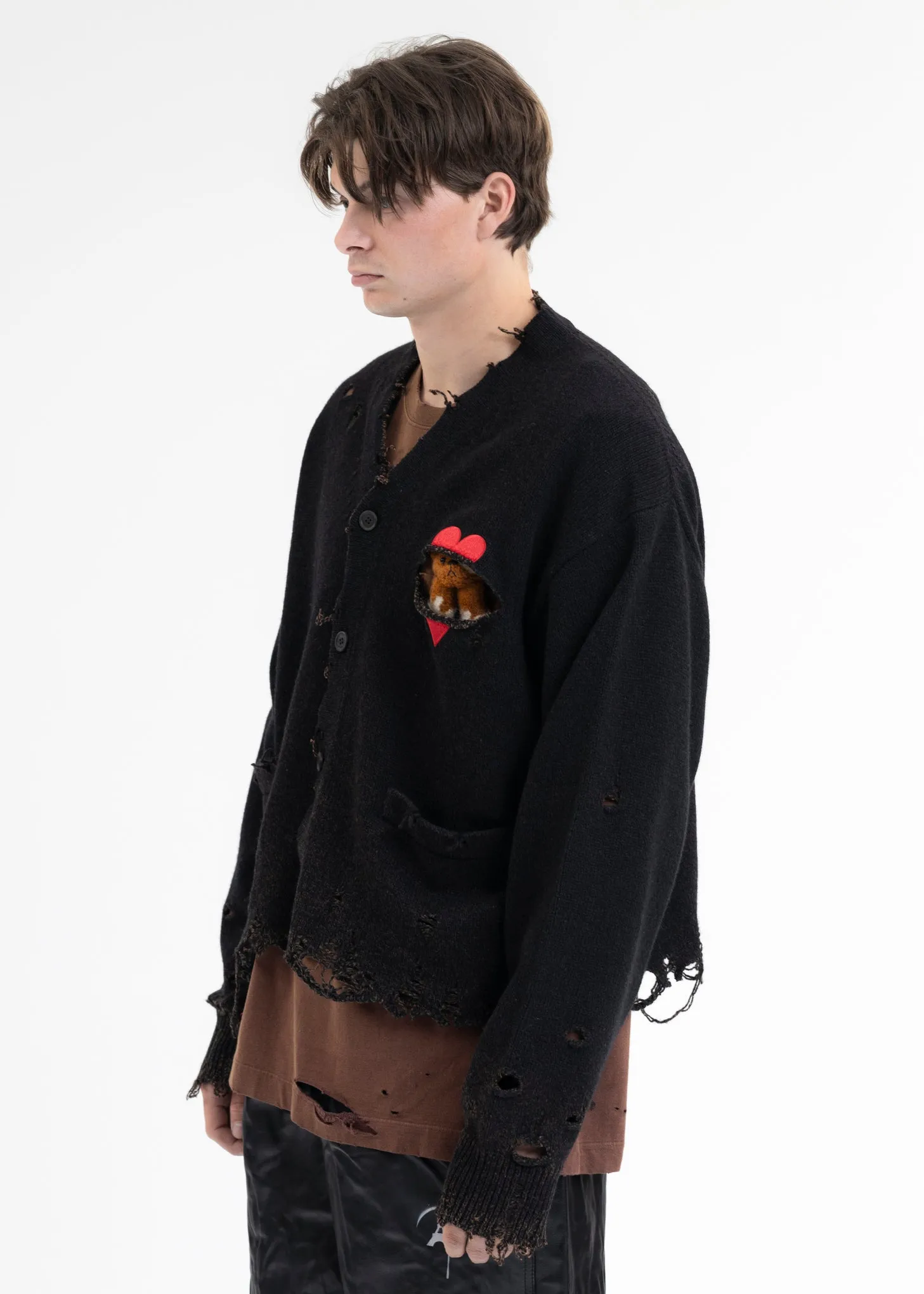 BLACK BROKEN HEART CARDIGAN