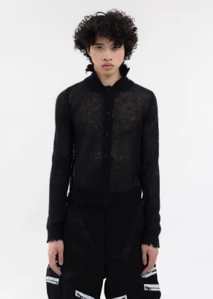 BLACK DESTROYED MOHAIR CARDIGAN