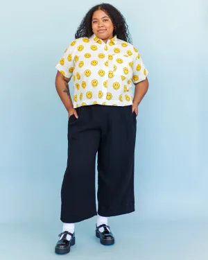Black Linen Mid Easy Pants