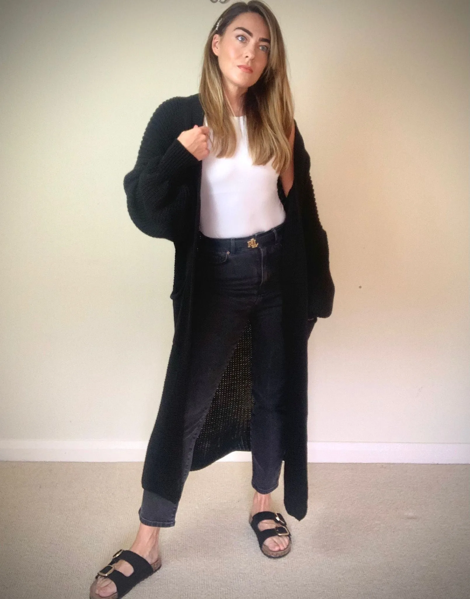 BLACK LONG KNIT CARDIGAN