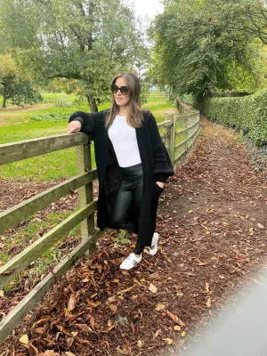 BLACK LONG KNIT CARDIGAN