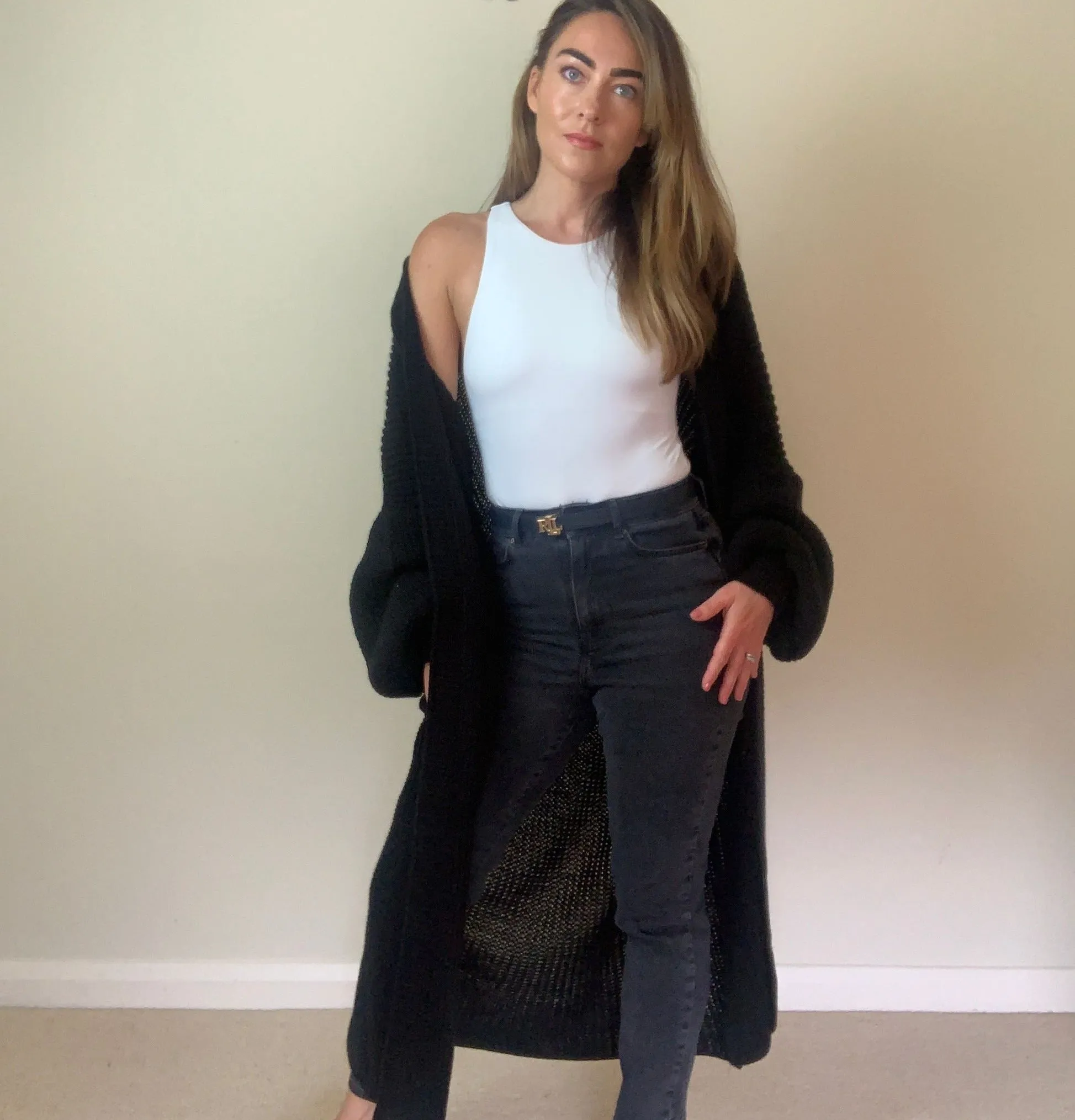 BLACK LONG KNIT CARDIGAN