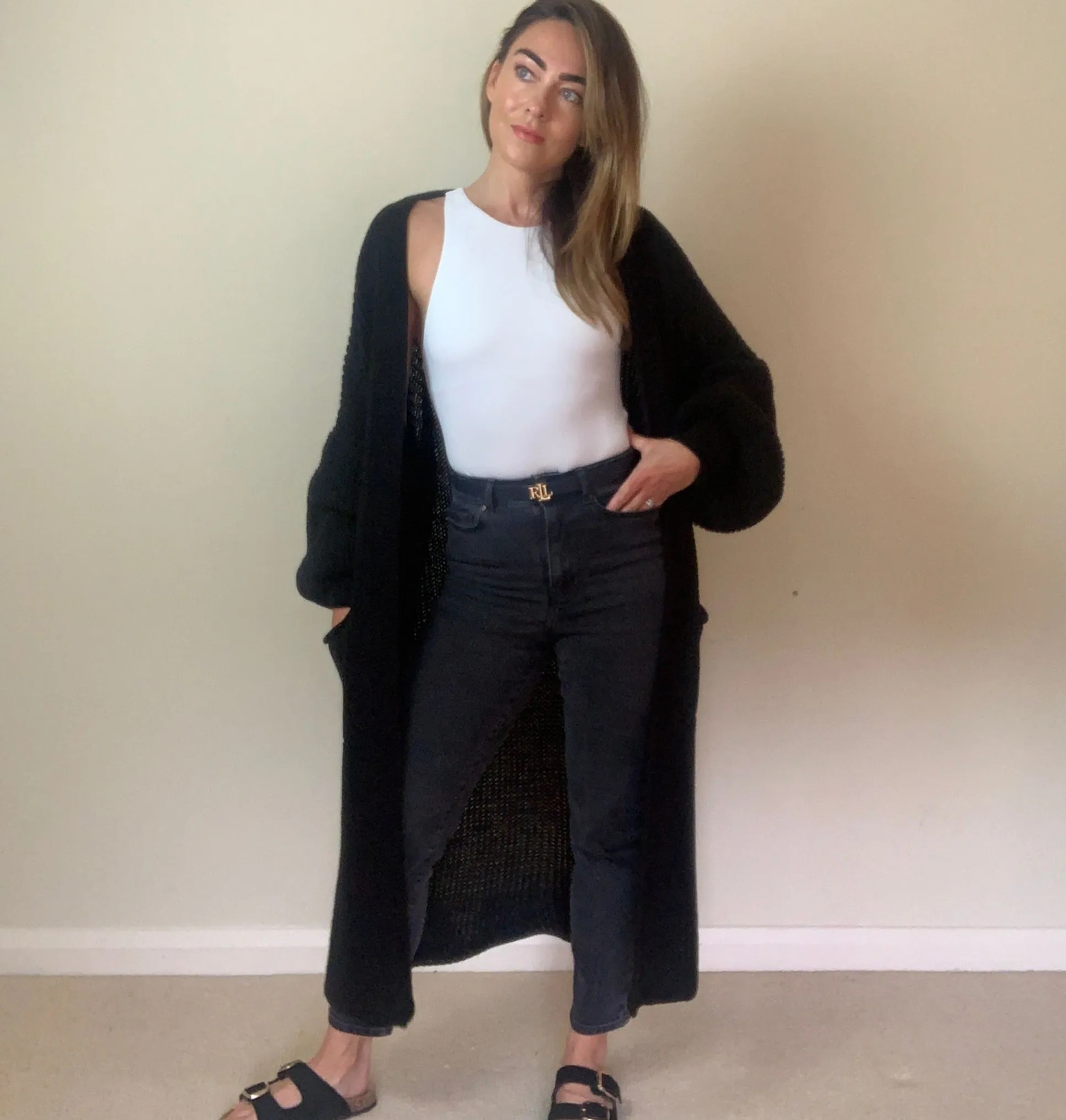 BLACK LONG KNIT CARDIGAN