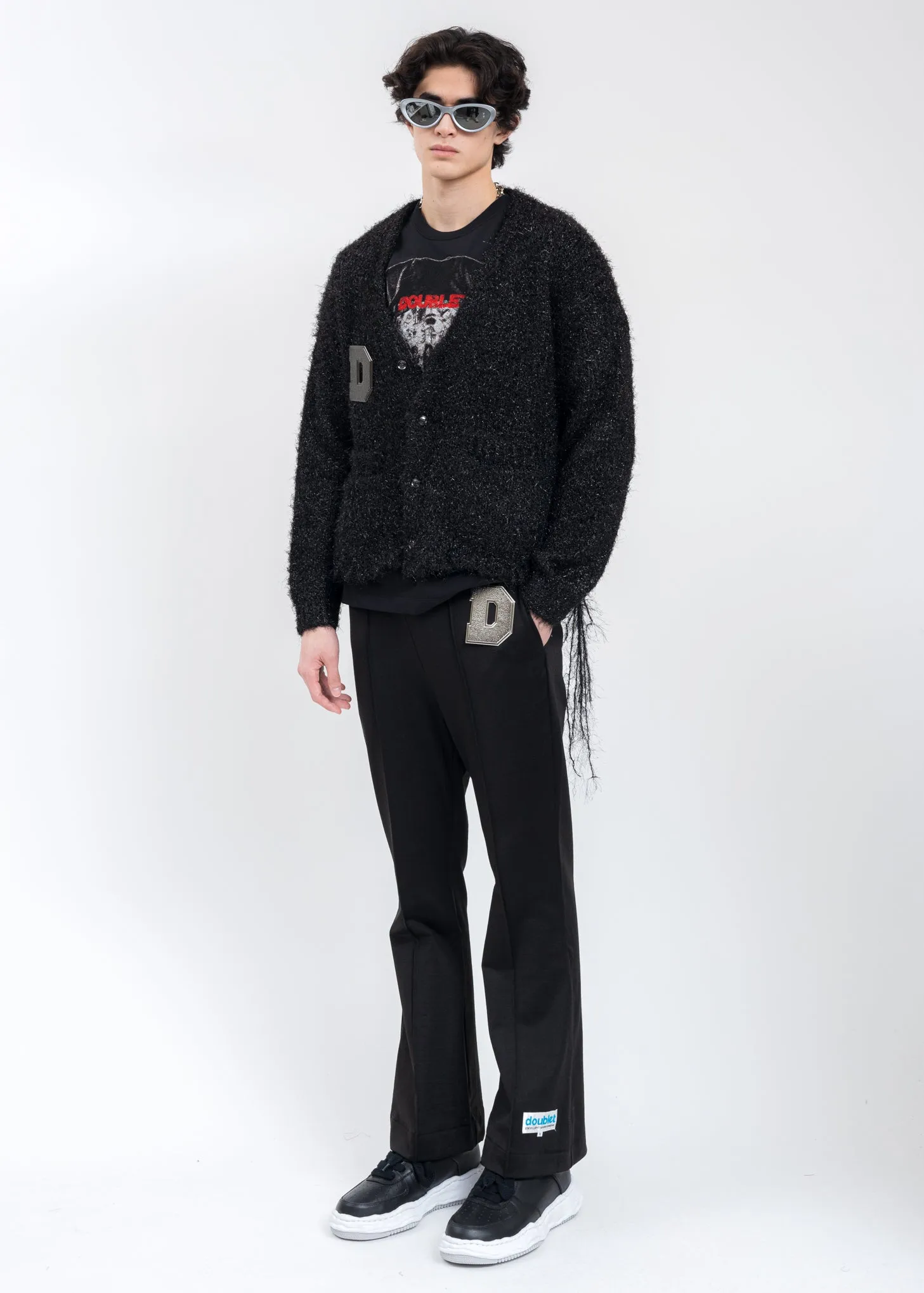 Black METAL LETTER LAME Cardigan
