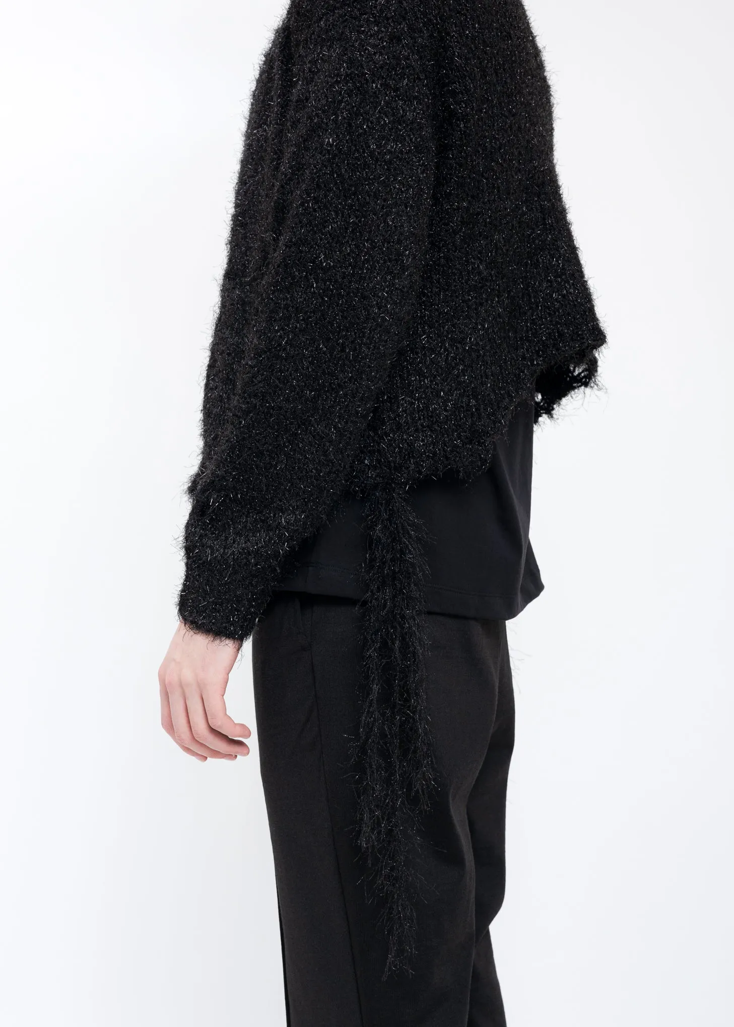 Black METAL LETTER LAME Cardigan
