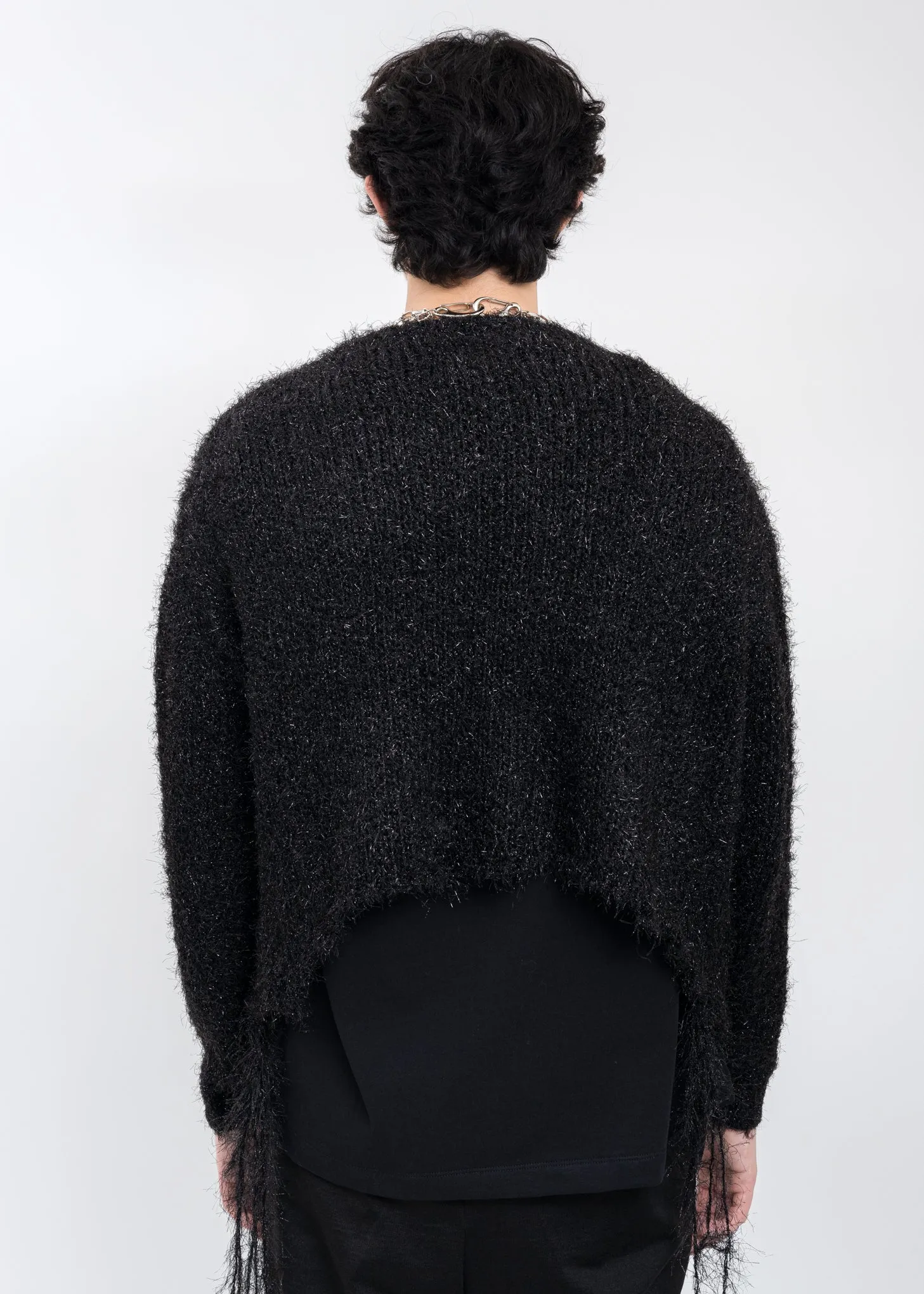 Black METAL LETTER LAME Cardigan