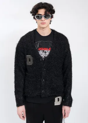 Black METAL LETTER LAME Cardigan