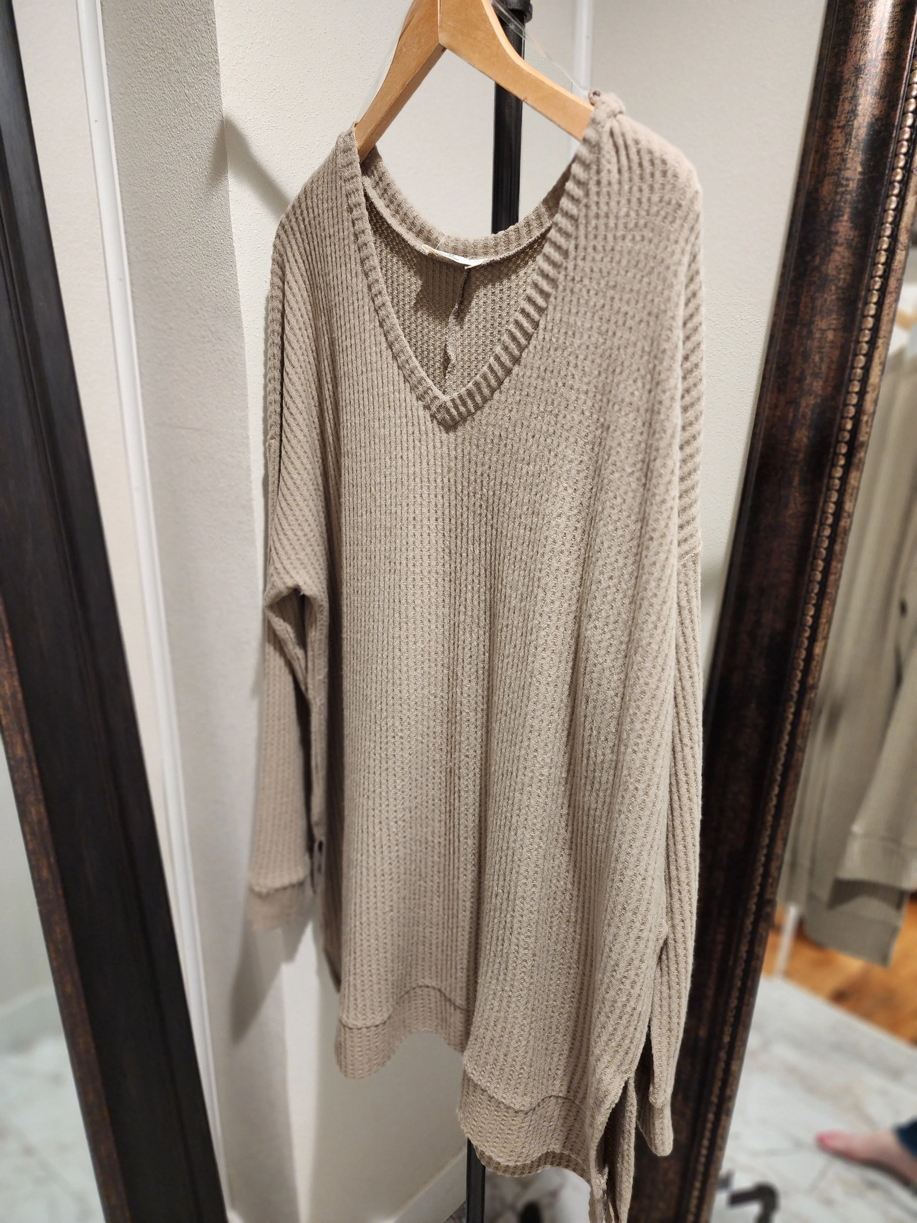 Brushed Thermal Waffle V-Neck Sweater