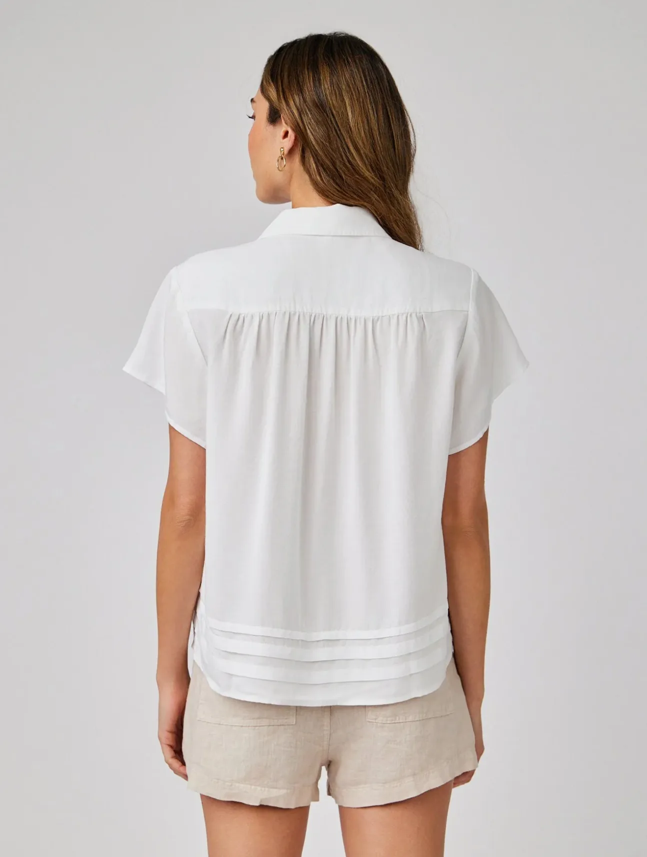 Cap Sleeve Pintuck Button Down