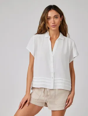 Cap Sleeve Pintuck Button Down