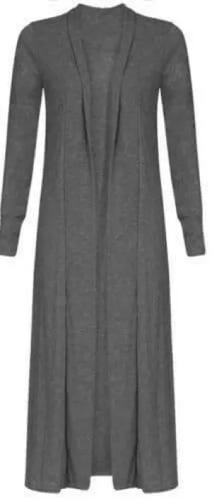 Charcoal Jersey Maxi Cardigan