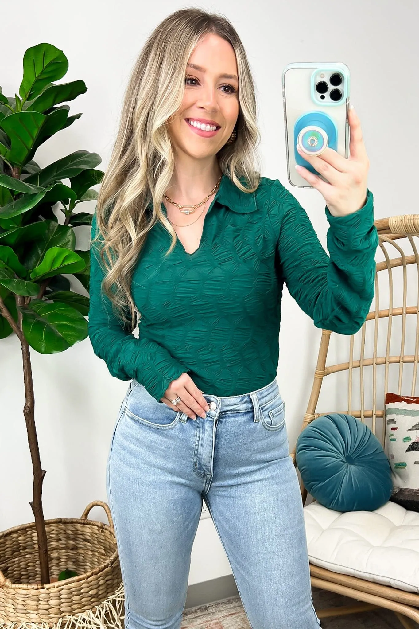 Chic Validation Textured Collared Top - FINAL SALE