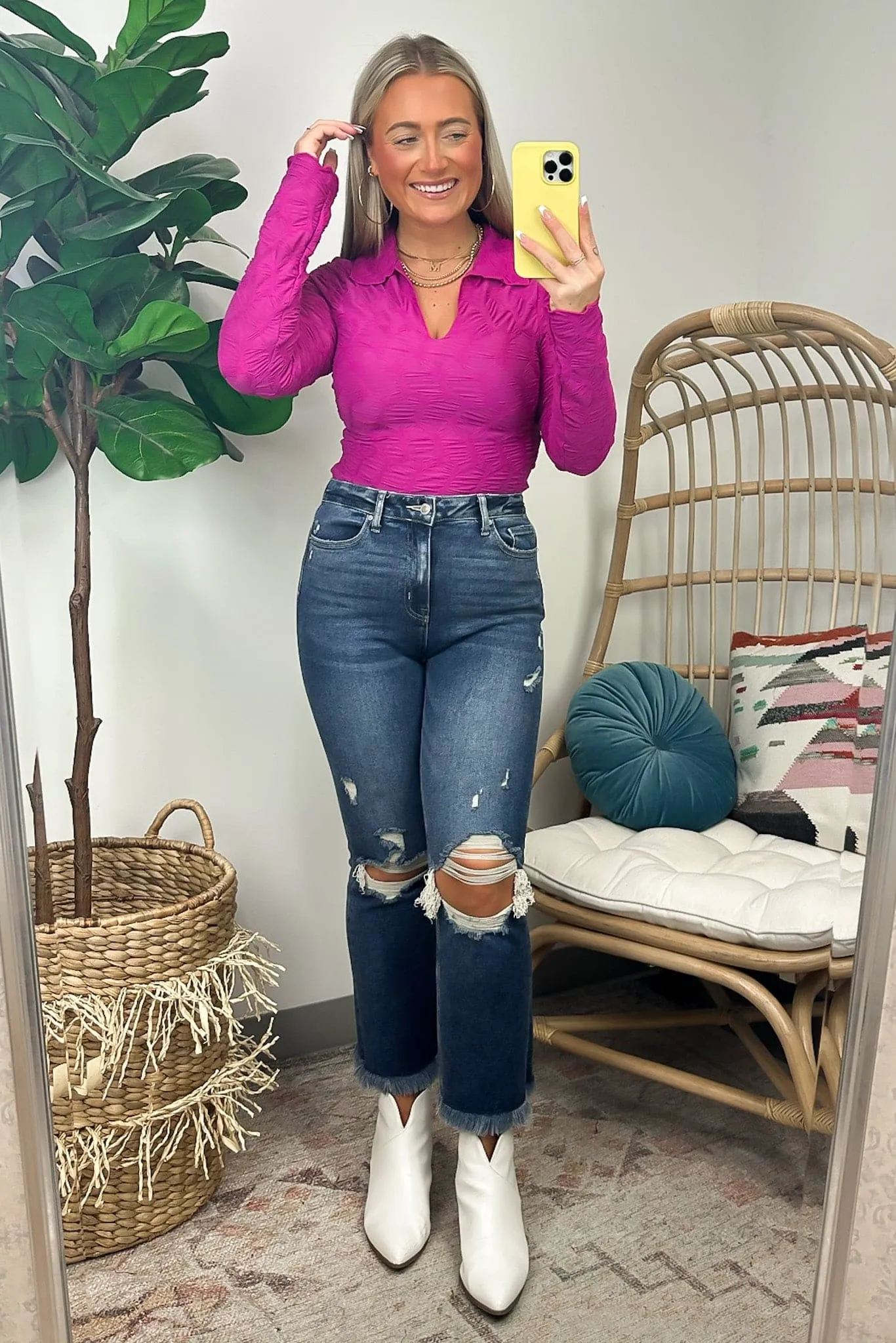 Chic Validation Textured Collared Top - FINAL SALE