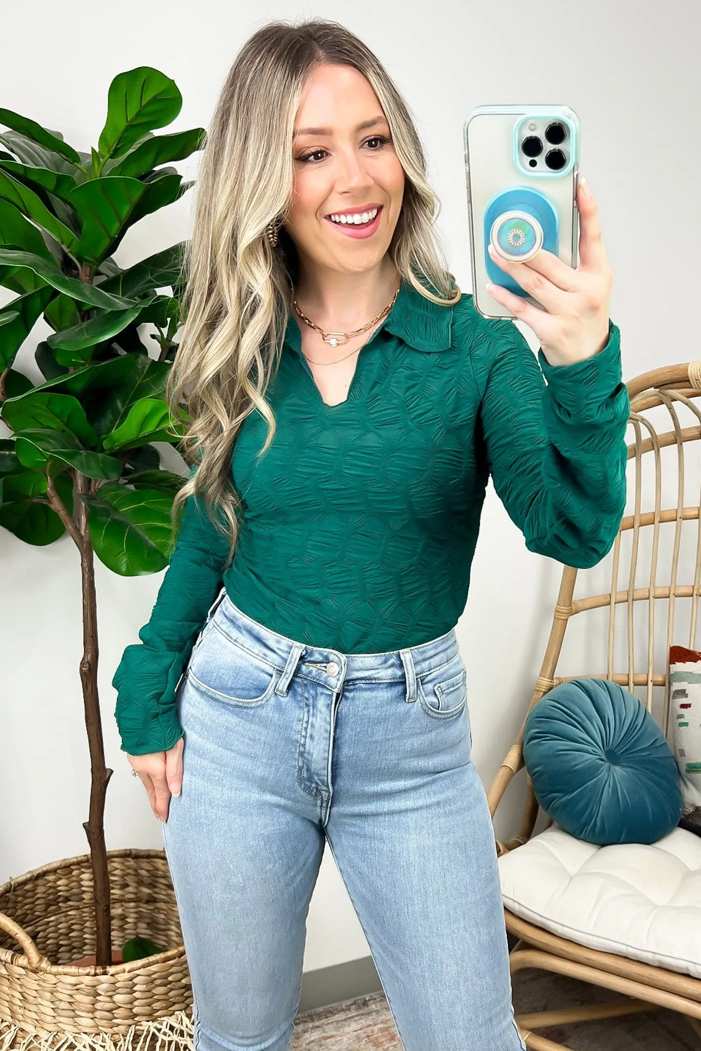 Chic Validation Textured Collared Top - FINAL SALE