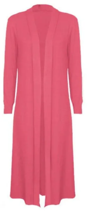 Coral Jersey Maxi Cardigan