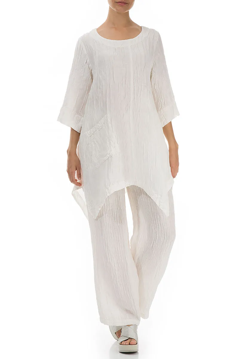 Crinkled Off White Tunic