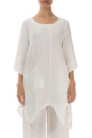 Crinkled Off White Tunic