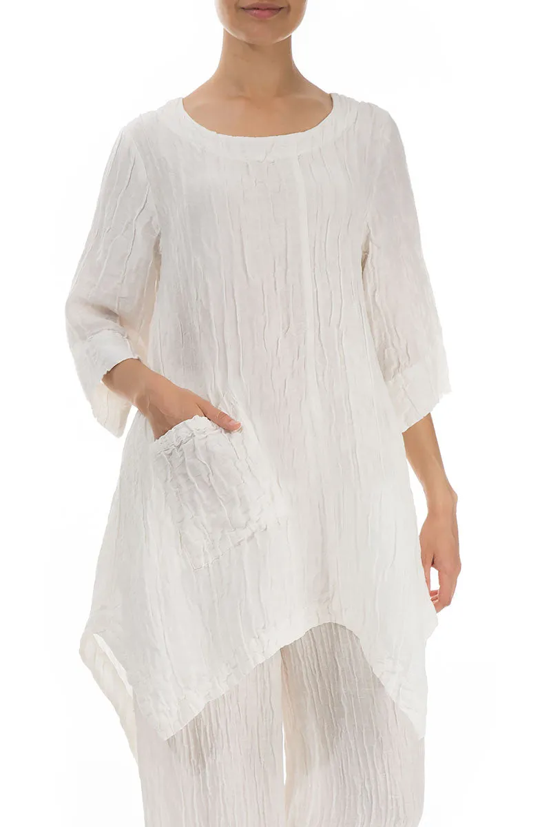 Crinkled Off White Tunic