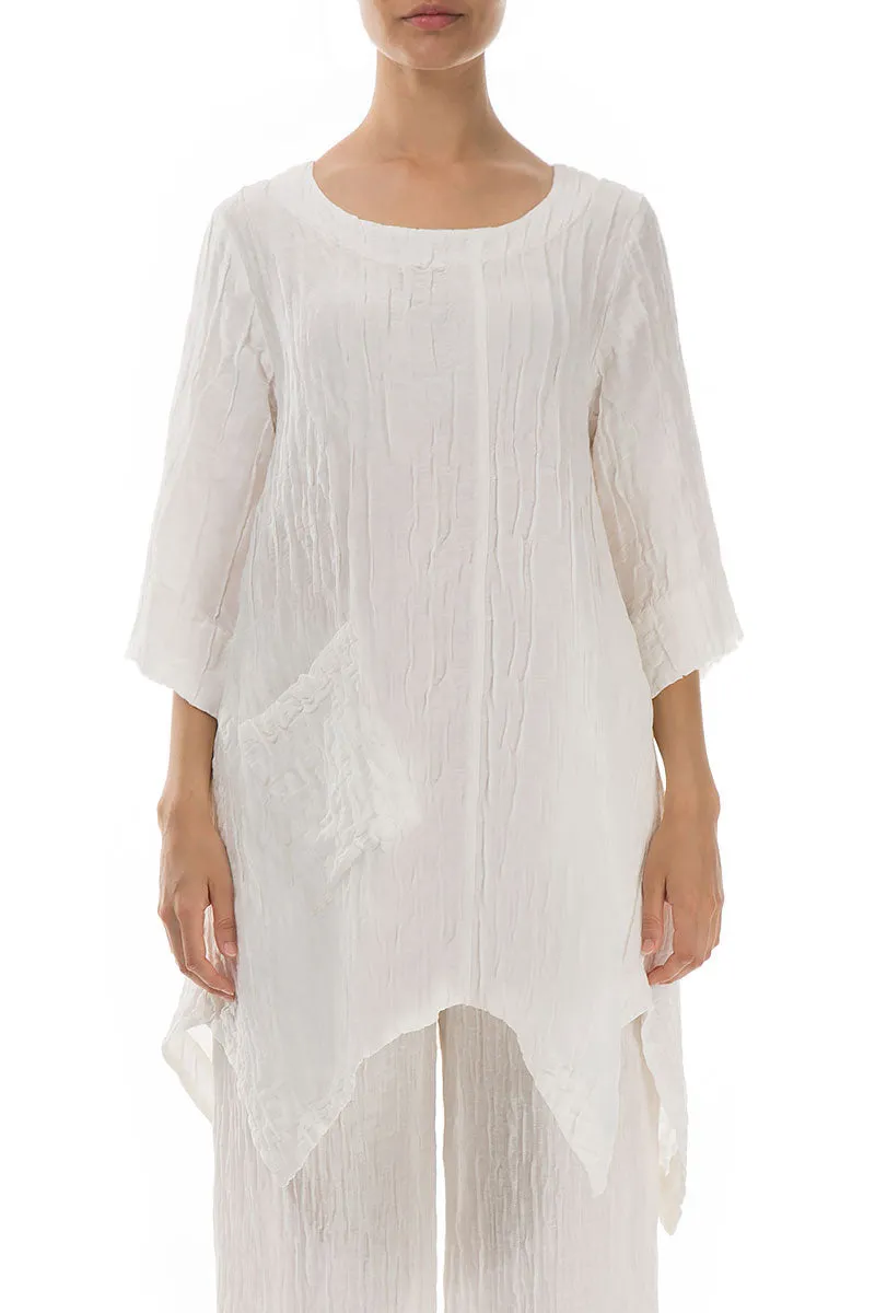 Crinkled Off White Tunic