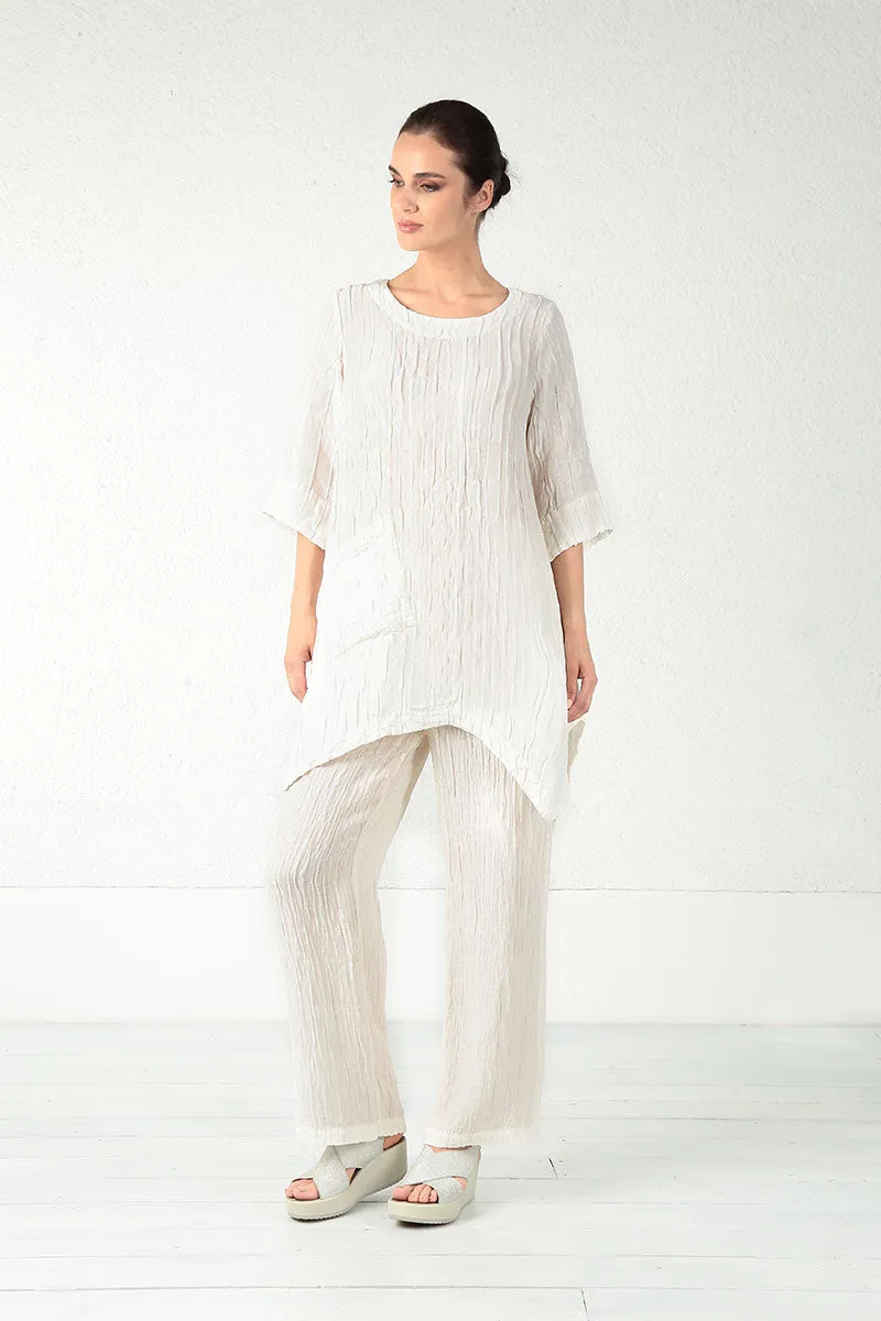 Crinkled Off White Tunic
