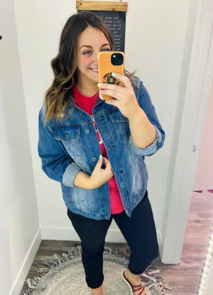 Dark Blue Relaxed Fit Denim Jacket