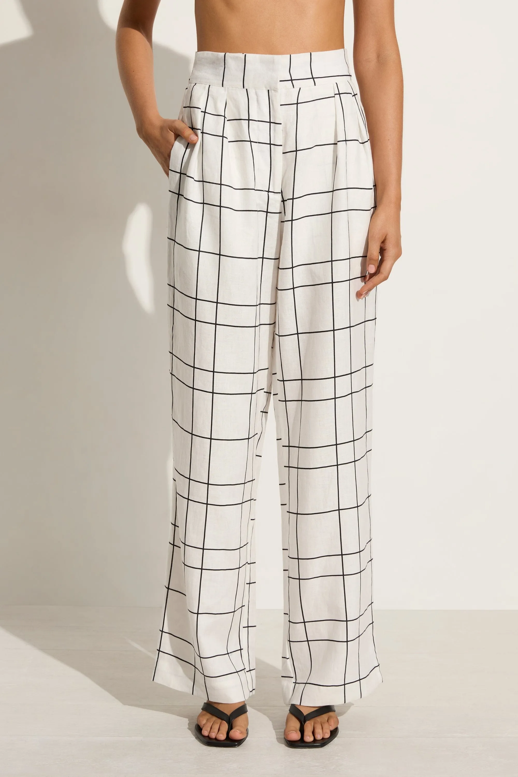 Duomo Pant Letizia Check White - Final Sale
