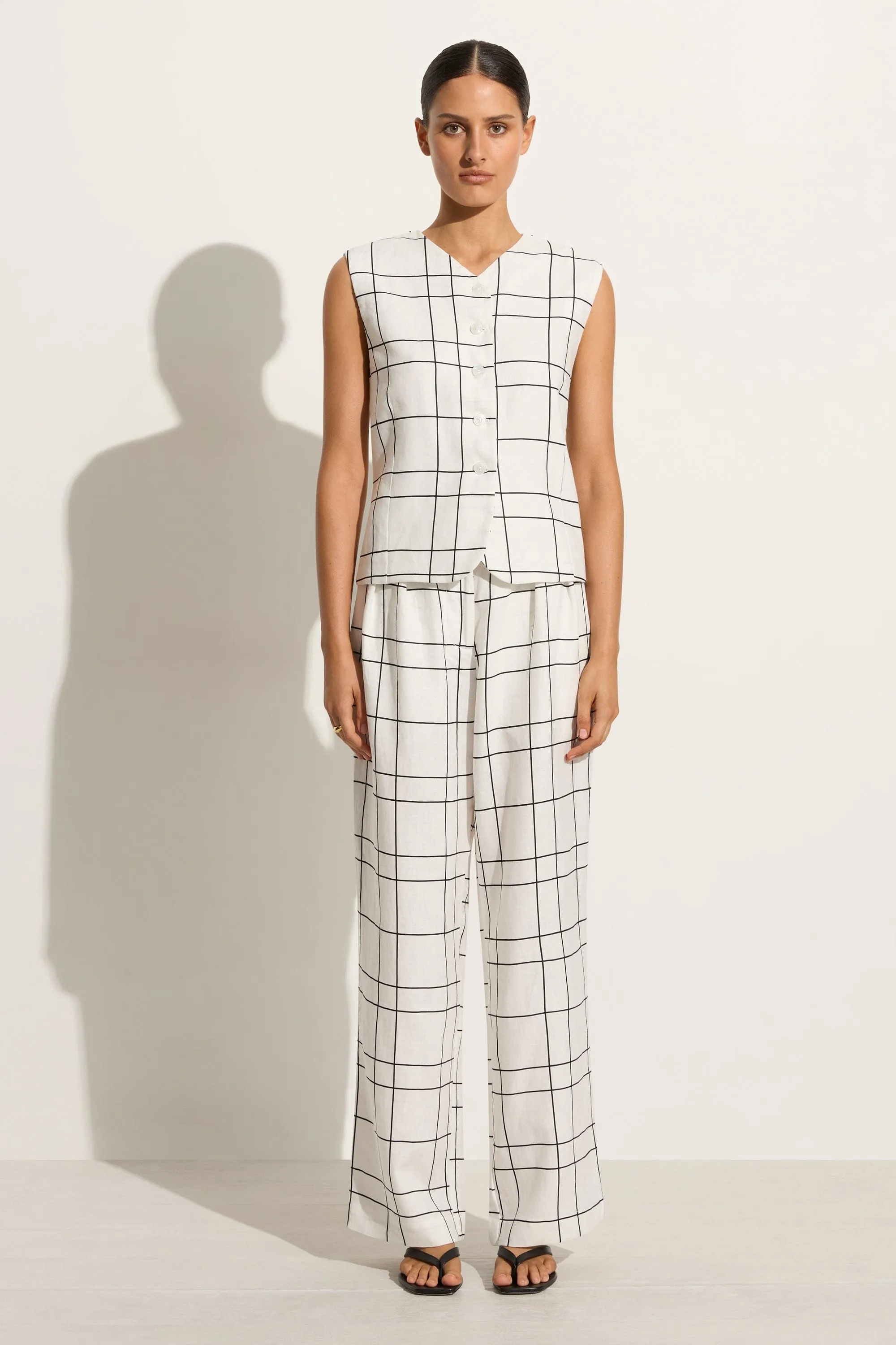 Duomo Pant Letizia Check White - Final Sale