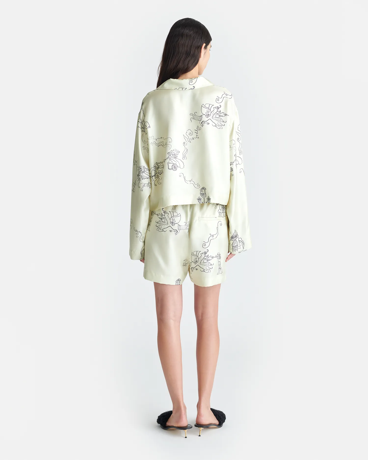 Dylla - Printed Tailored Silk Twill Shorts - Folktale