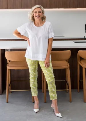 Easy printed bengaline 7/8 pants in Stark Citrus