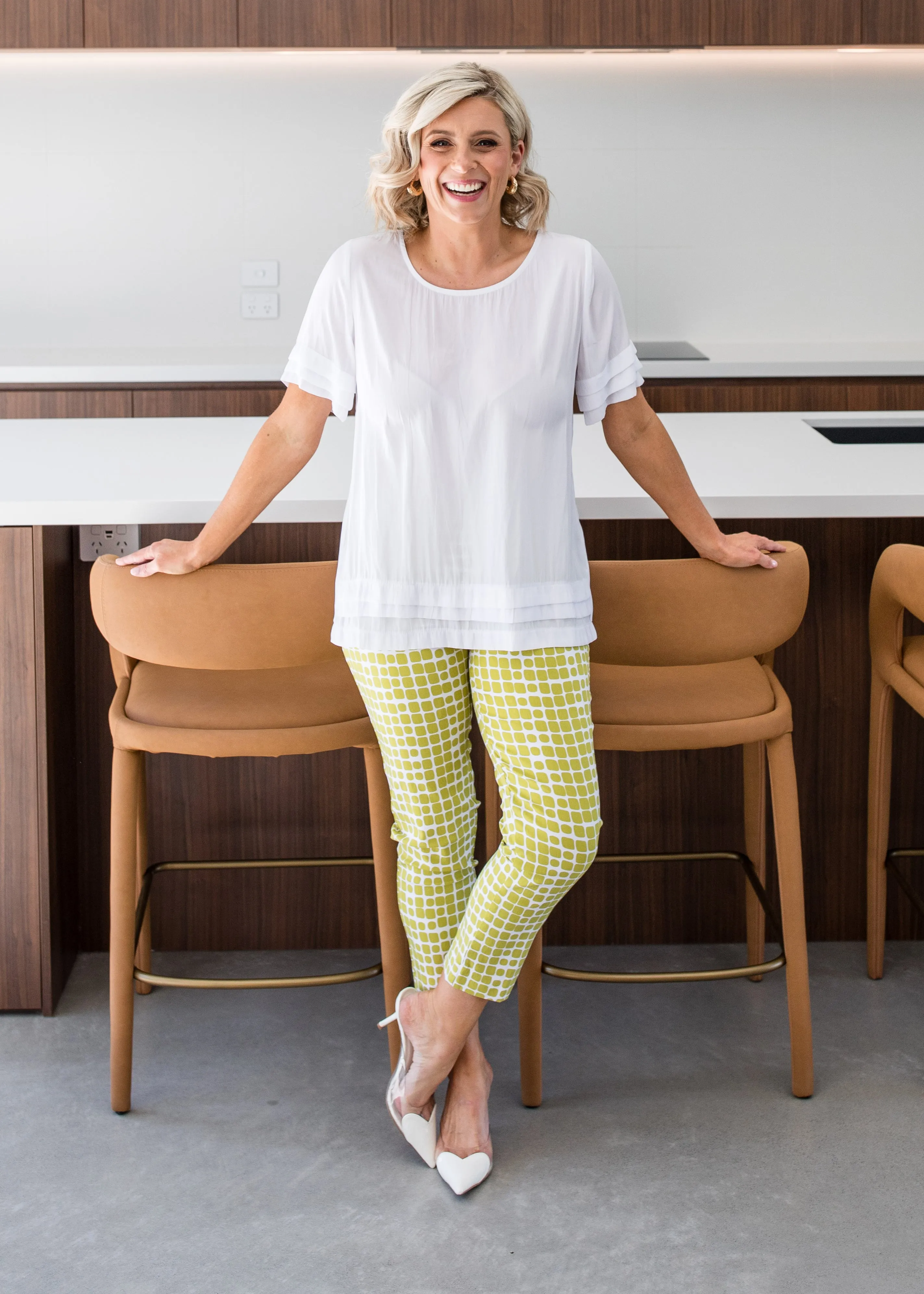 Easy printed bengaline 7/8 pants in Stark Citrus