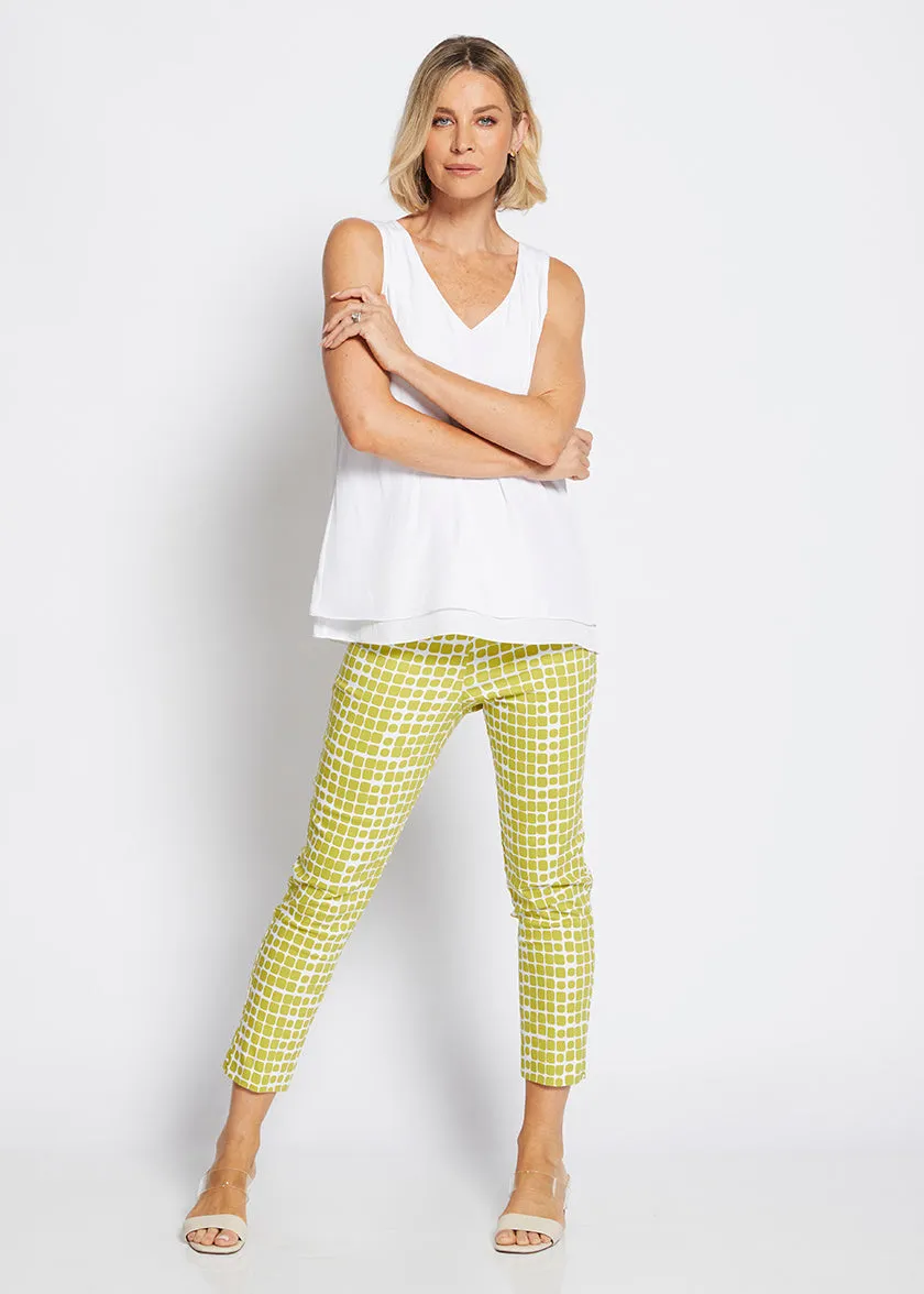 Easy printed bengaline 7/8 pants in Stark Citrus