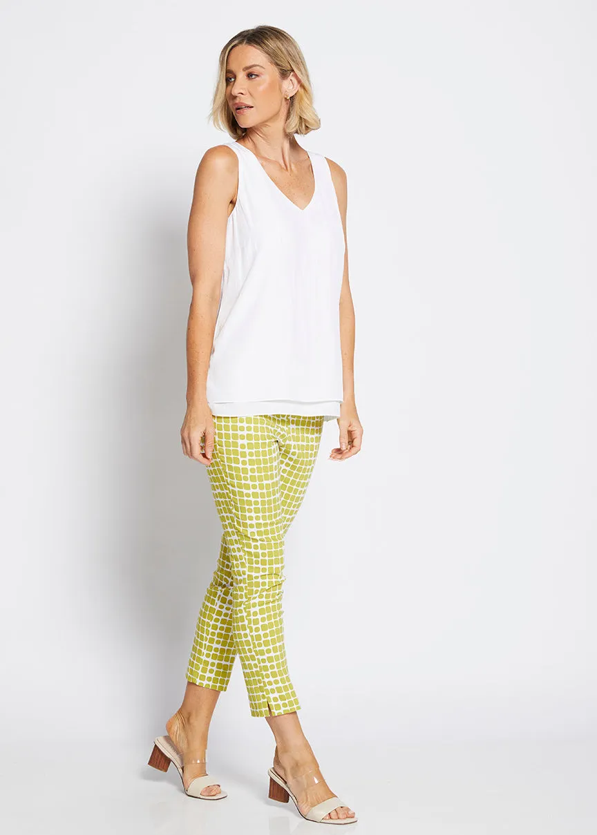 Easy printed bengaline 7/8 pants in Stark Citrus