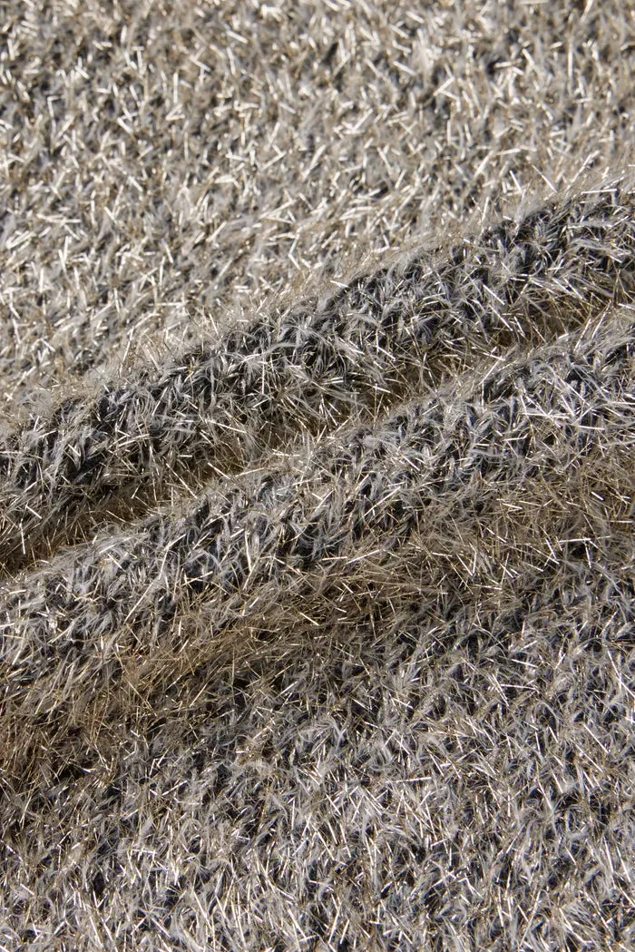 Eva Metallic Thread Cardigan in Wool-Cashmere Blend Knit