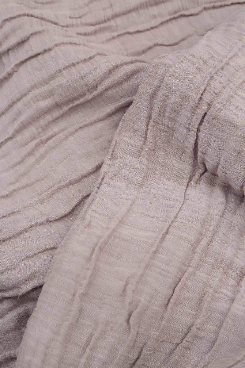 Flared Crinkled Greige Silk Shirt