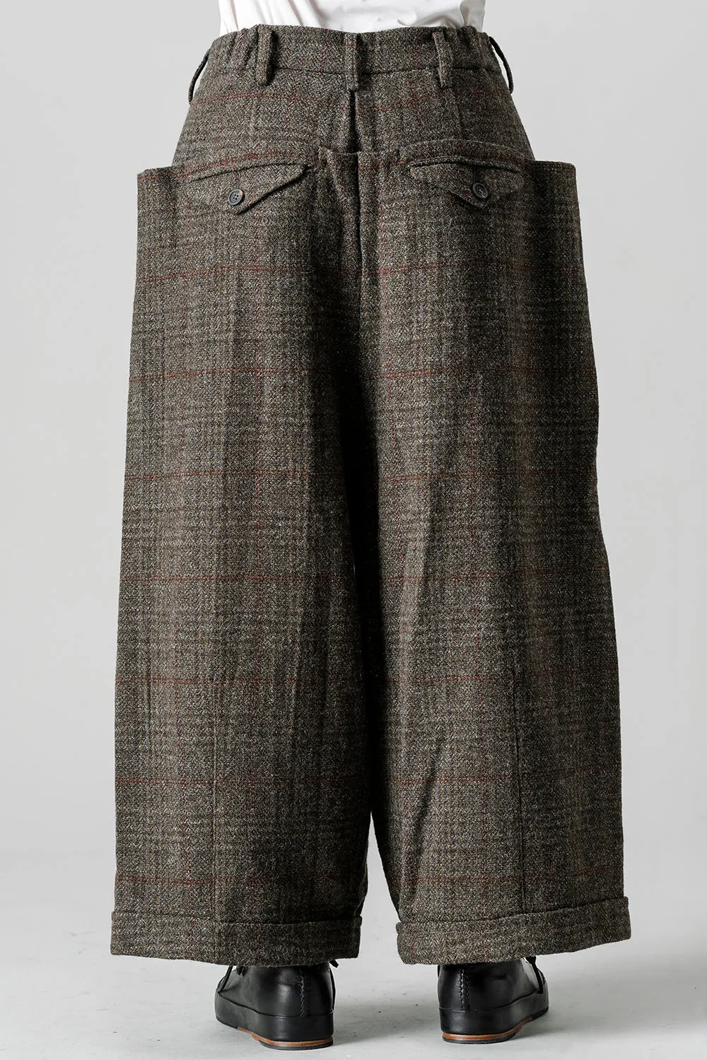 Front Pleats Wide Drawstring Trousers