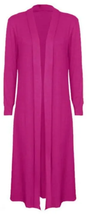 Fuchsia Jersey Maxi Cardigan