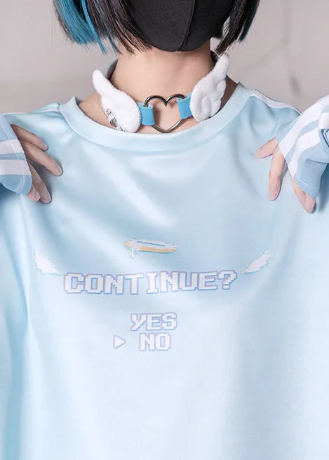 Game Over Jersey Pastel Blue Oversized Tee