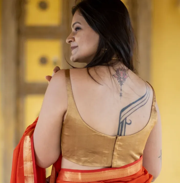 Golden Readymade Handloom Chanderi Silk Blouse
